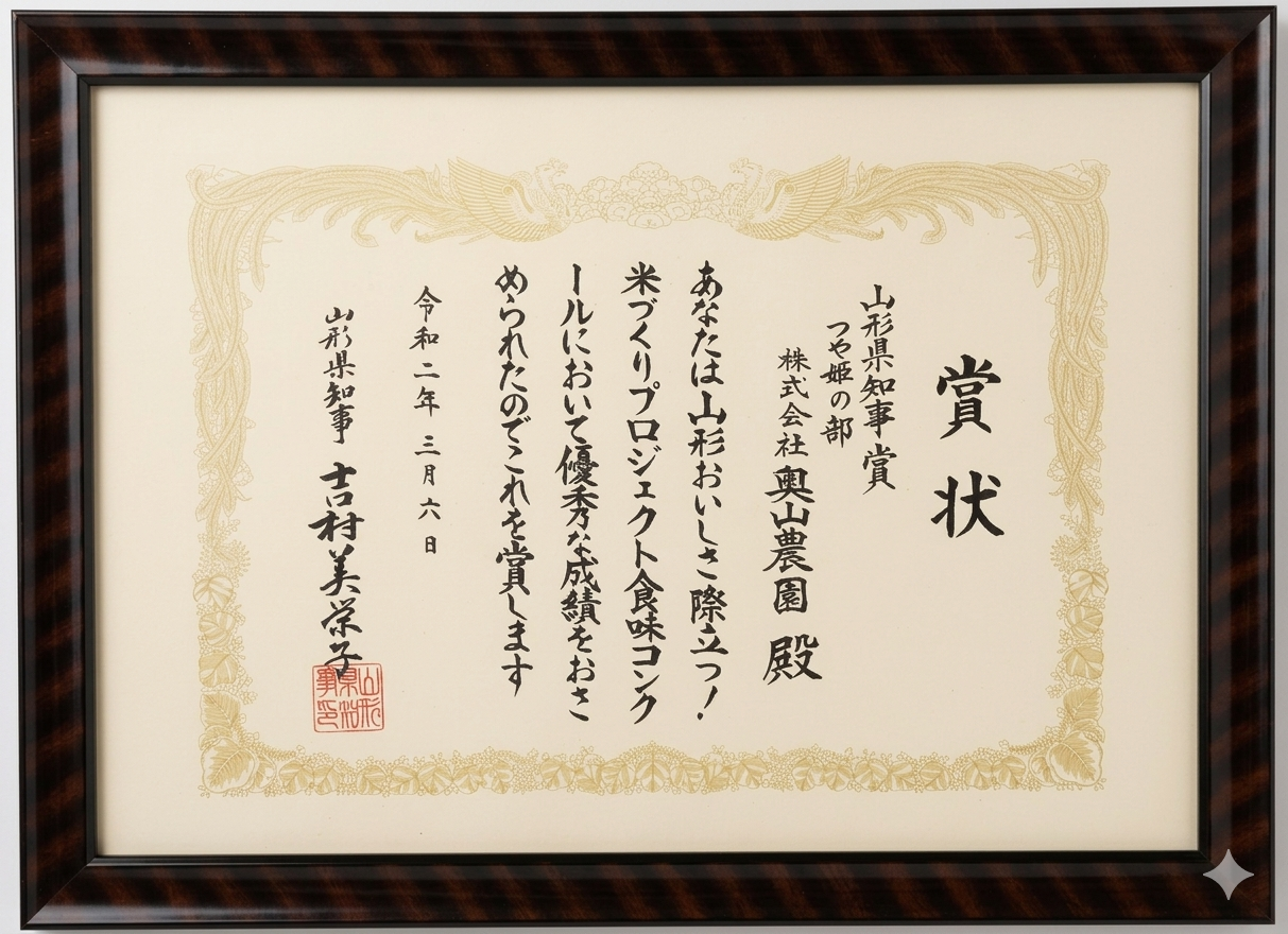 令和元年 つや姫 県知事賞